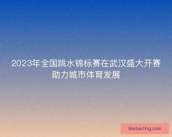 2023年全国跳水锦标赛在武汉盛大开赛助力城市体育发展